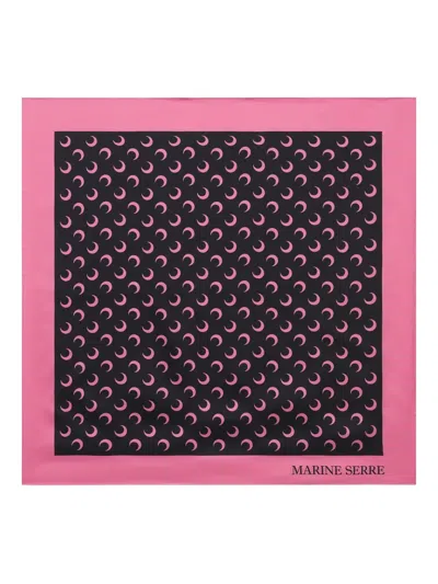 Marine Serre Moon Silk Scarf In Pink