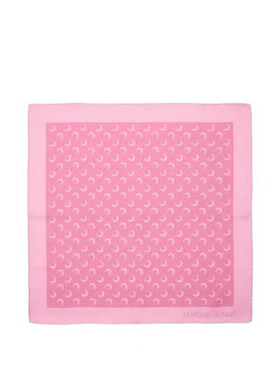 Marine Serre Moon Silk Scarf In Pink