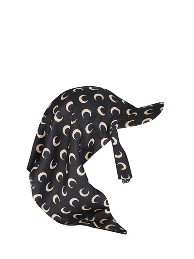 Marine Serre Moon Silk Veiled Cap In Black