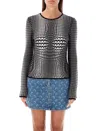 Marine Serre Gray Moon Skin Jacquard Knit Fitted Sweater