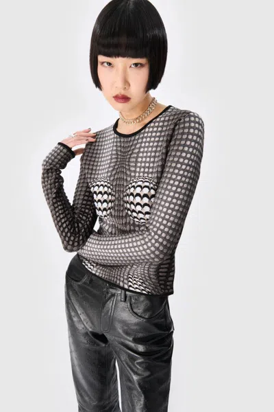 MARINE SERRE MOON SKIN JACQUARD KNIT FITTED SWEATER