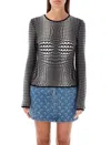 Marine Serre Gray Moon Skin Jacquard Knit Fitted Sweater In Grey