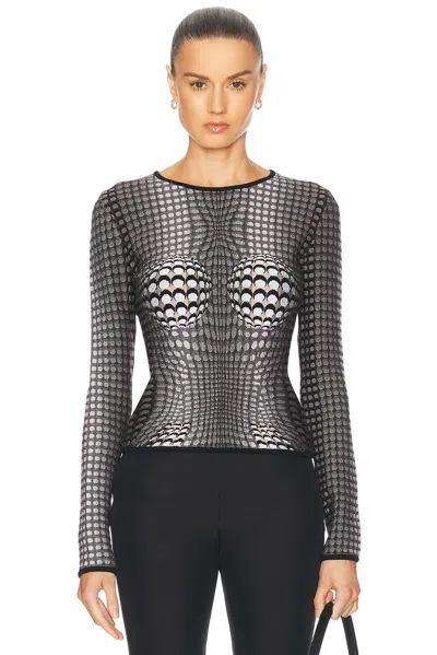 MARINE SERRE MOON SKIN JACQUARD KNIT FITTED SWEATER