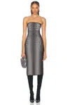 Marine Serre Gray Moon Skin Jacquard Knit Tube Midi Dress In Stone Grey