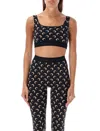 Marine Serre Black Top With All-over Crescent Moon Print In Tech Fabric Woman In Black