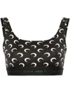 Marine Serre Black Top With All-over Crescent Moon Print