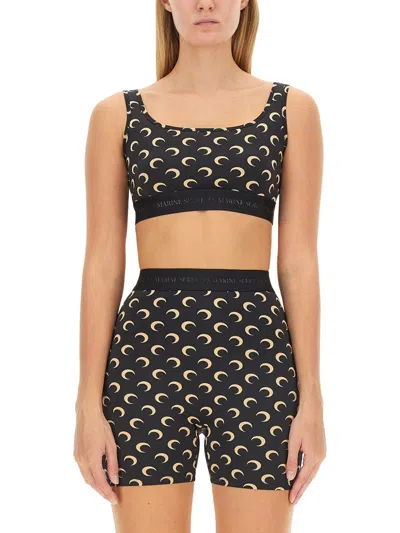 Marine Serre "moon" Sports Bra Top In Black
