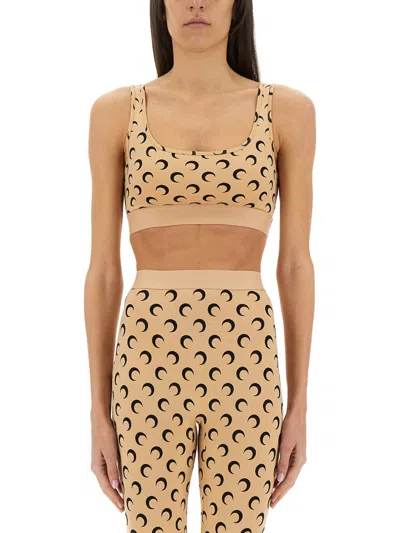 Marine Serre "moon" Sports Bra Top In Neutral