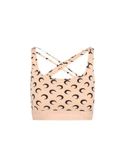 Marine Serre All Over Moon Cropped Top In Neutrals