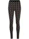 Marine Serre Black Recycled Moon Jersey Stirrup Leggings In Multi