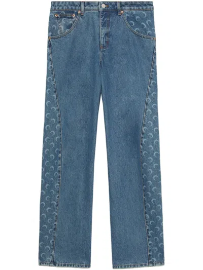 Marine Serre Moon Straight-leg Jeans In Blue