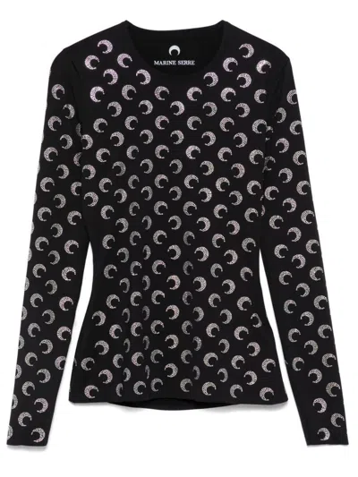 MARINE SERRE MARINE SERRE MOON STRASS CREWNECK TOP