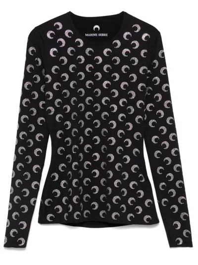 MARINE SERRE MARINE SERRE MOON STRASS CREWNECK TOP