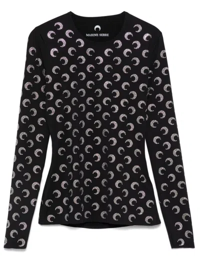 MARINE SERRE MARINE SERRE MOON STRASS CREWNECK TOP