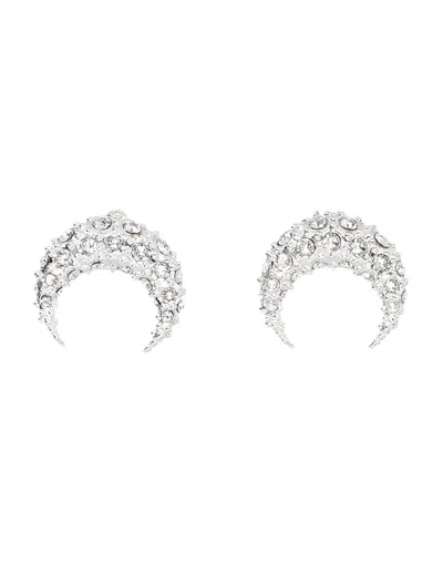 Marine Serre Moon Strass Earring Small In Metallic