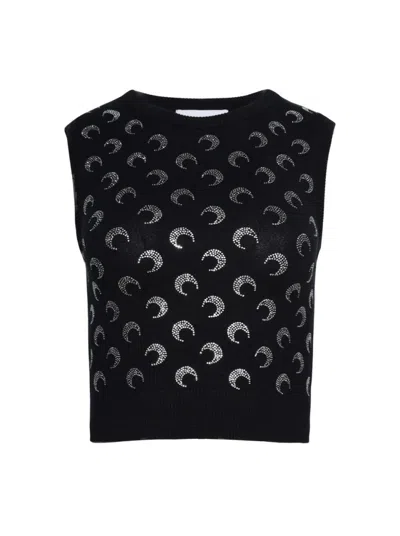 MARINE SERRE MARINE SERRE MOON STRASS KNIT VEST BLACK