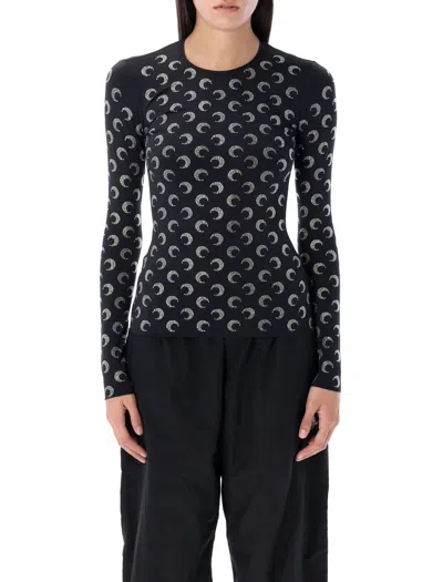 Marine Serre Moon Strass Top In Black