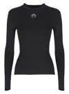 Marine Serre Turtleneck Sweater With Moon Logo And Rhinestones In Black