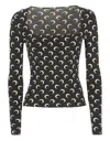 Marine Serre Moon Printed Jersey Square Neck Top Clothing In Multi