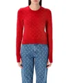 Marine Serre Moon Jacquard Knit Fitted Sweater In Red