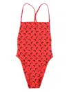 Marine Serre Crescent Moon Pattern One-piece Swimwear In Red