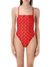 Marine Serre Crescent Moon Pattern One-piece Swimwear In Red
