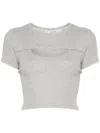 Marine Serre Gray Moon Logo Ribbed Jersey Cut-out T-shirt In Gray