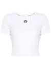 Marine Serre Moon Logo Ribbed Jersey Cut-out T-shirt In White