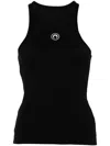 Marine Serre Moon-embroidered Ribbed Tank Top In Black