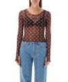 Marine Serre Moon-print Mesh Crop Top