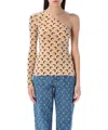 Marine Serre Second Skin Moon Asymmetric Top In Beige
