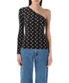 Marine Serre Moon Jersey Asymmetric Top In Black