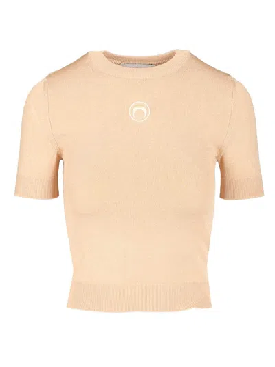 Marine Serre Moon Top T-shirt Beige In Brown