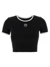 Marine Serre Ribbed Jersey Cropped Top Featuring Moon Logo