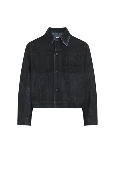 Marine Serre Moon Waxed Denim Jacket In Blue