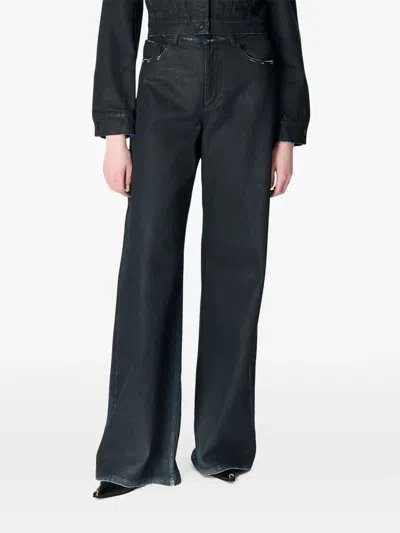 Marine Serre Moon Waxed High-waist Denim In Black