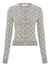 Marine Serre Crescent Moon Pattern Knit Cardigan In Gray