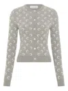 Marine Serre Crescent Moon Pattern Knit Cardigan In Gray