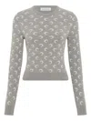 Marine Serre Fitted Short Length Sweater With Crewneck And Long Sleeves In Gray