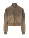 Marine Serre Moon Pattern Zipper Sweatshirt In Brown