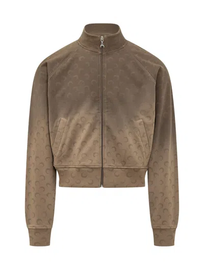Marine Serre Moon Zipplet Mini Sweater In Brown