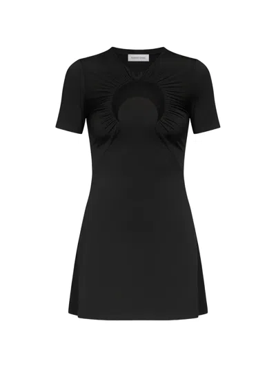 Marine Serre Moon-detail Gathered Mini Dress In Black