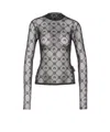 Marine Serre Moonogram Mesh Lock Long Sleeves Top In Black