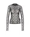 Marine Serre Moonogram Mesh Lock Long Sleeves Top In Nero