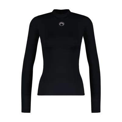 Marine Serre Moon-logo Long-sleeve T-shirt In Black