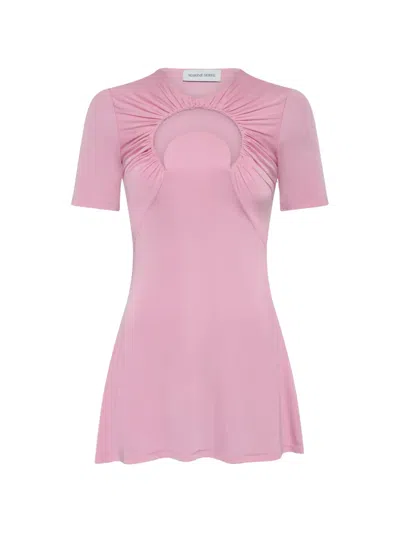 Marine Serre Moon-motif Gathered Mini Dress In Pink
