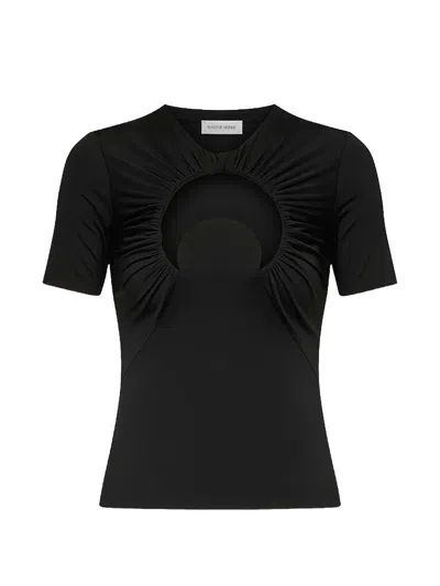 Marine Serre Moon-motif Gathered T-shirt In Black