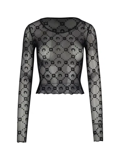 Marine Serre Moonogoram Crop Top In Black