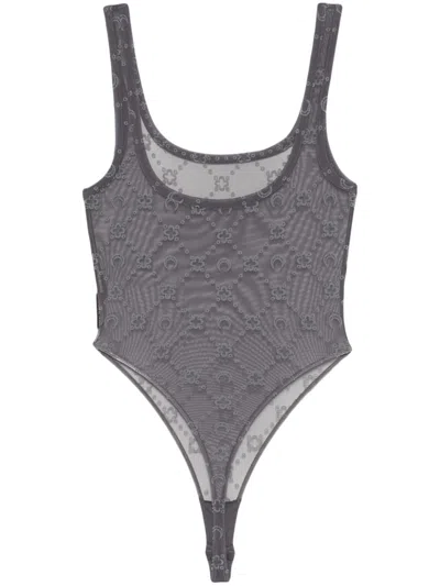 Marine Serre Moonogram Bodysuit In Grey