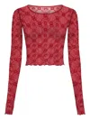 Marine Serre Moonogram Cropped Top In Red